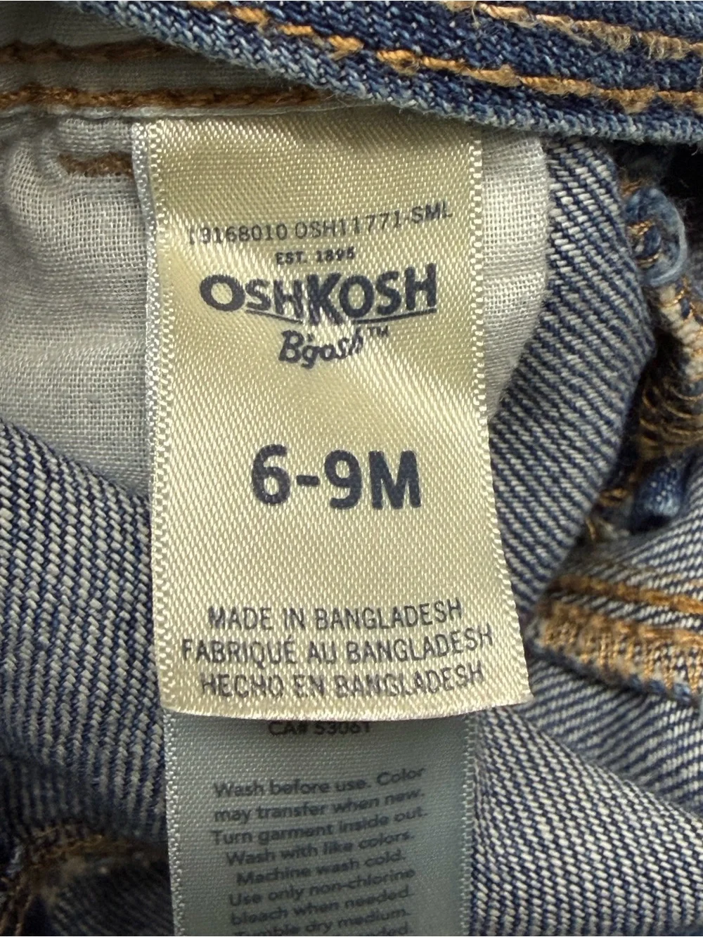 Oshkosh B’Gosh Sz 6-9 Months Blue Denim Winnie The Pooh Eeyore Piglet Overalls